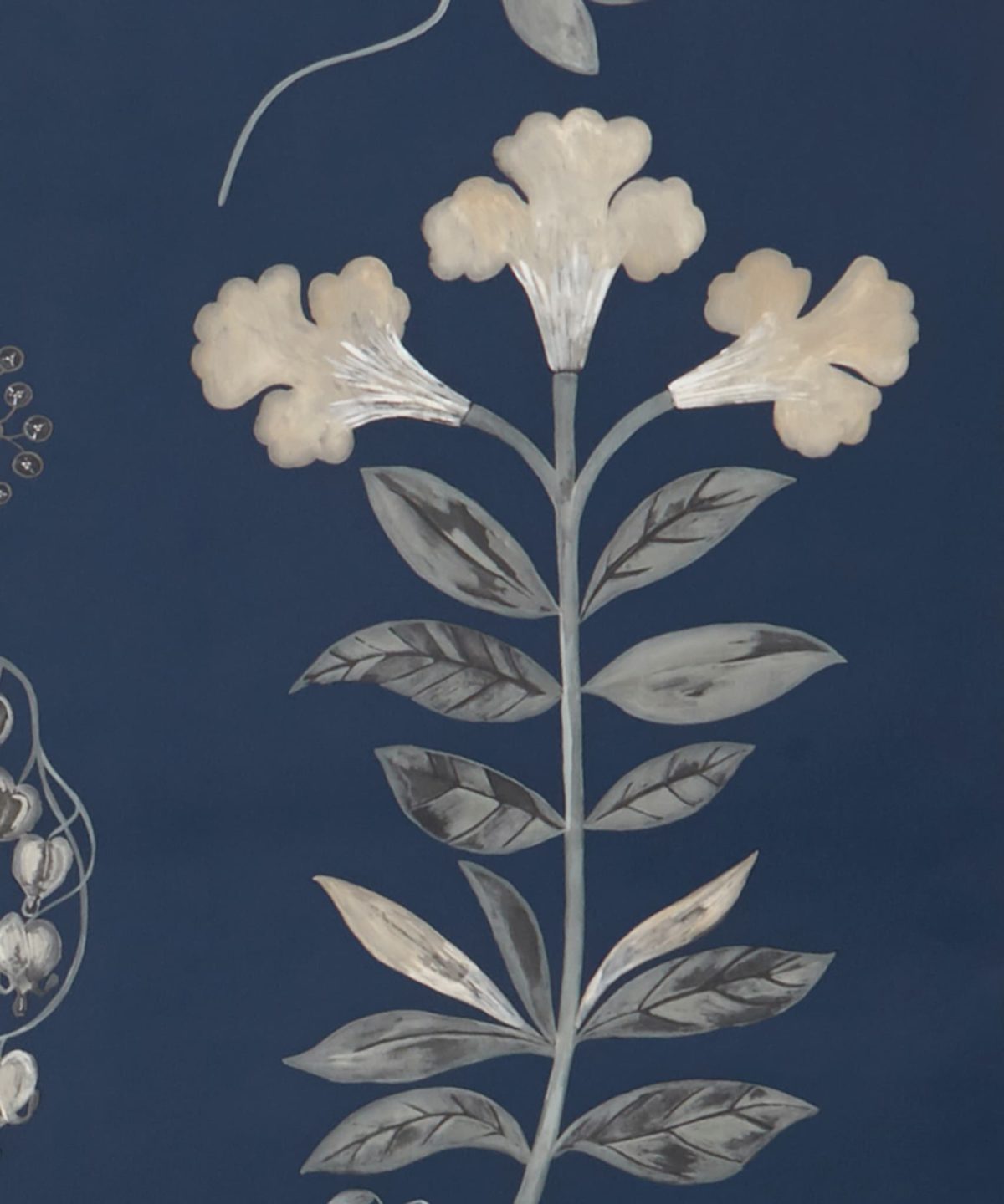 Botanical Stripe Wallpaper in Pewter Blue