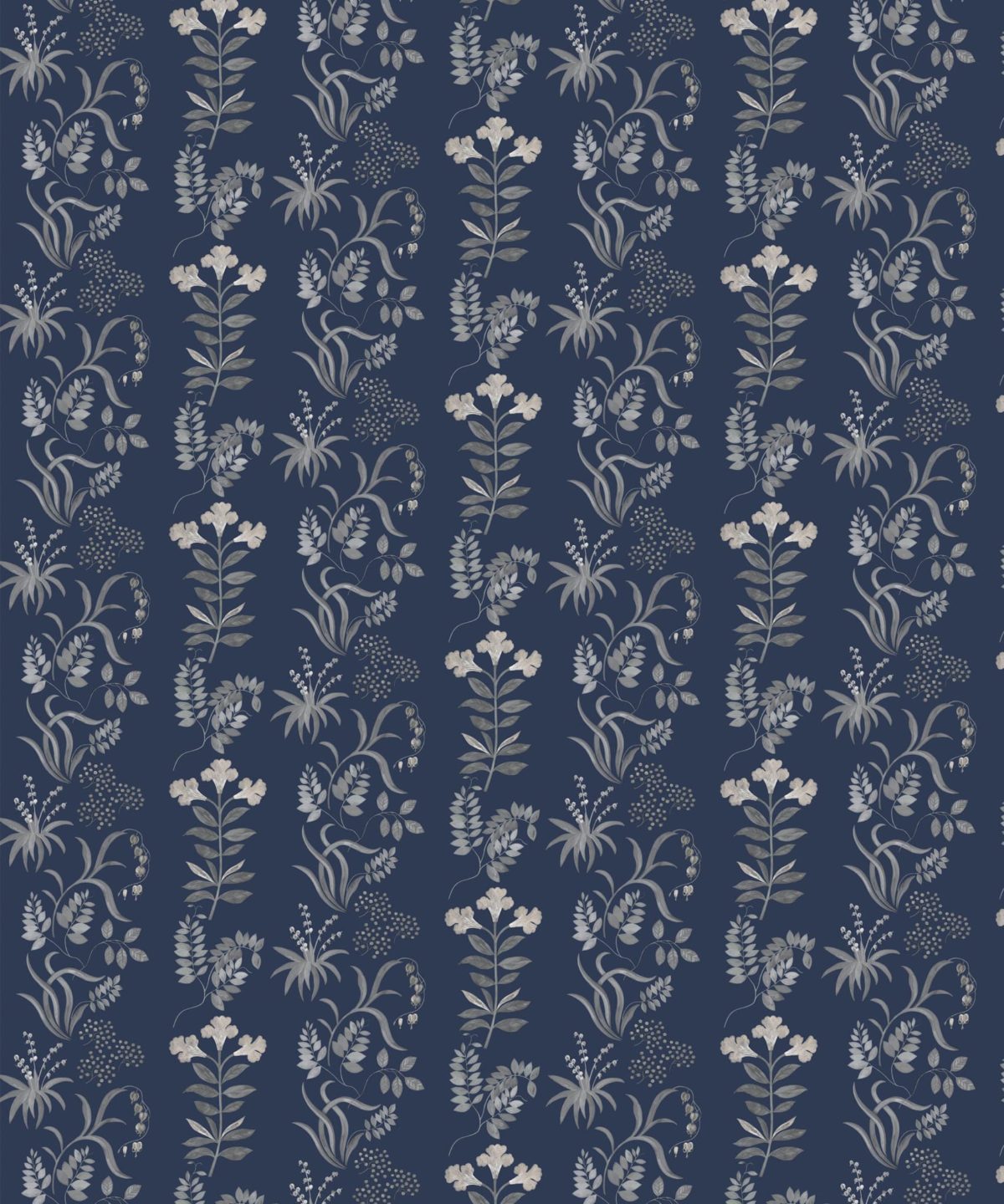 Botanical Stripe Wallpaper in Pewter Blue - Image 5