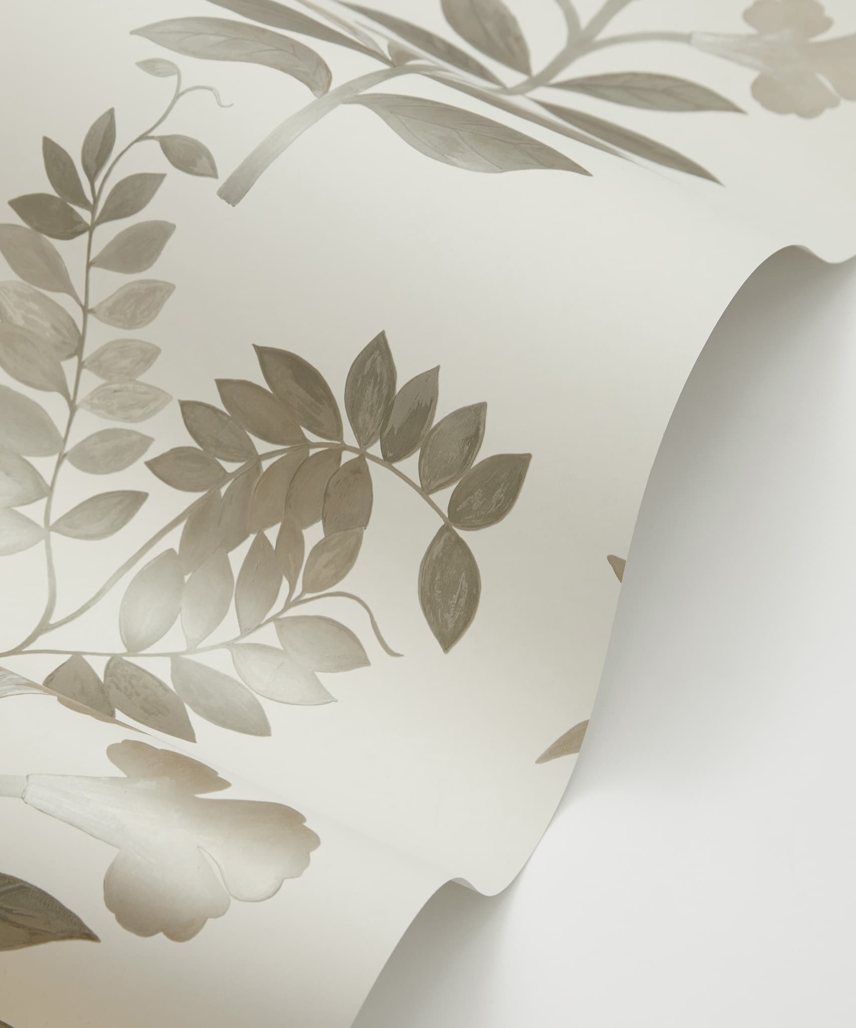 Botanical Stripe Wallpaper in Pewter White - Image 2