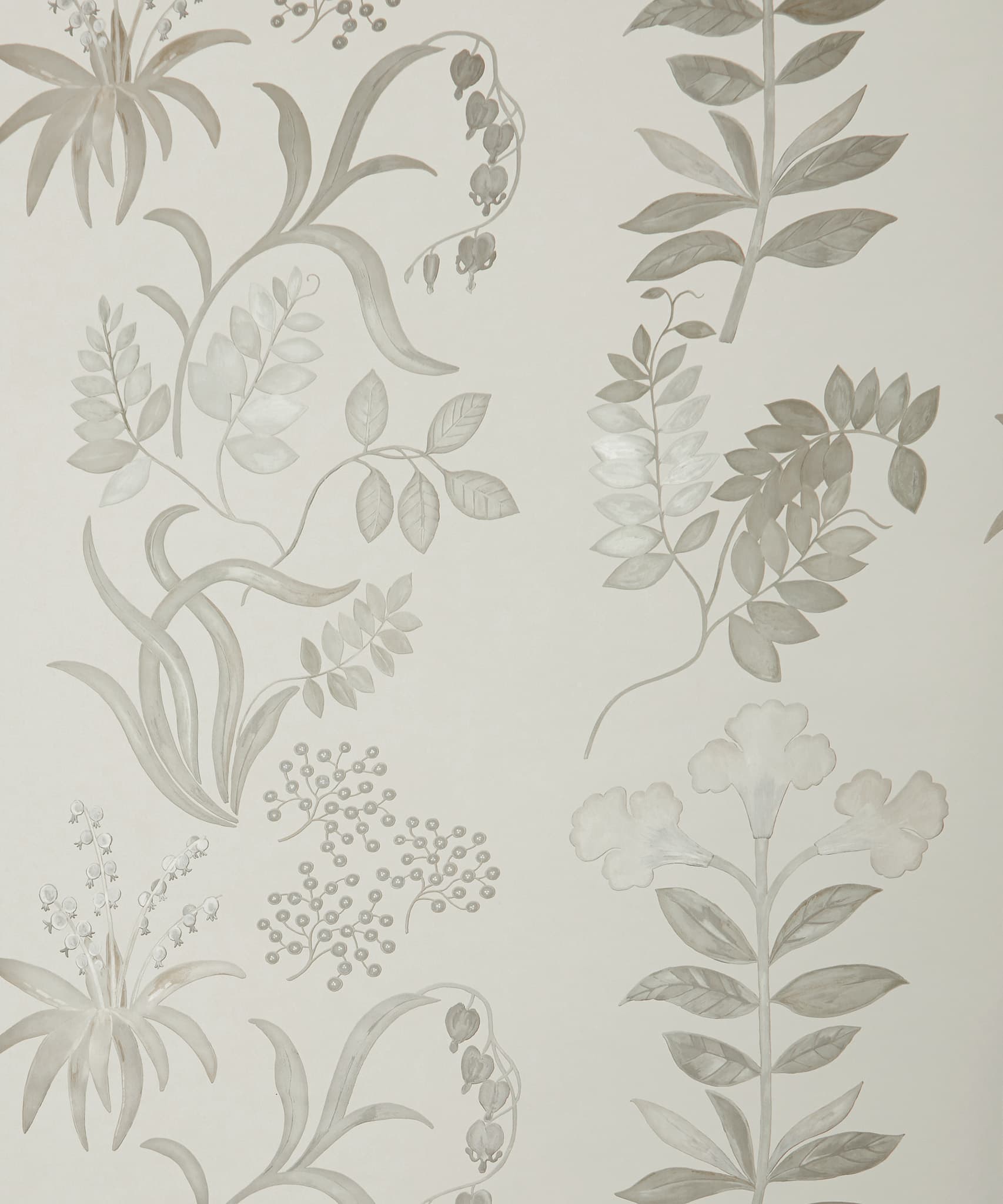 Botanical Stripe Wallpaper in Pewter White - Image 3
