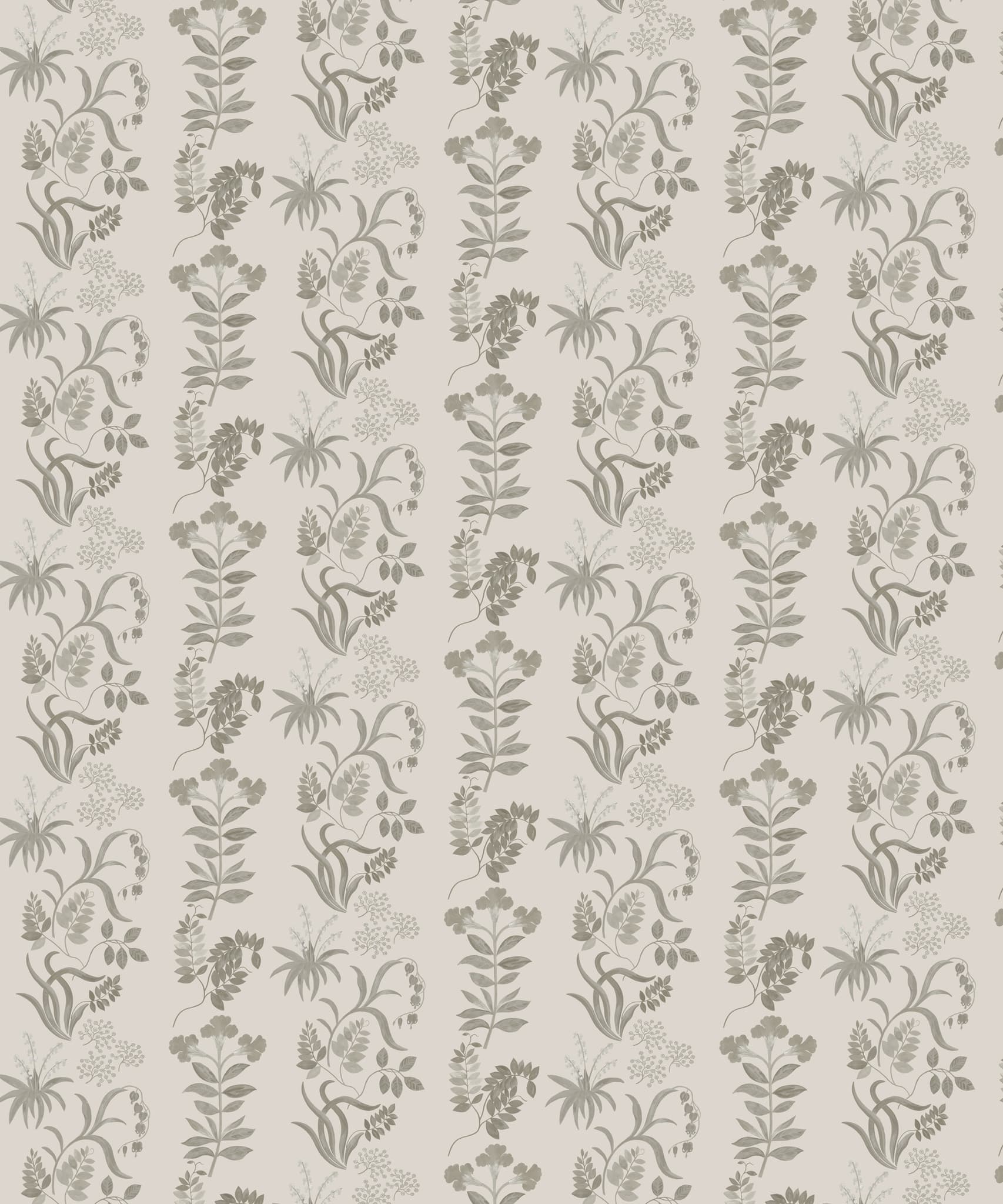 Botanical Stripe Wallpaper in Pewter White - Image 5