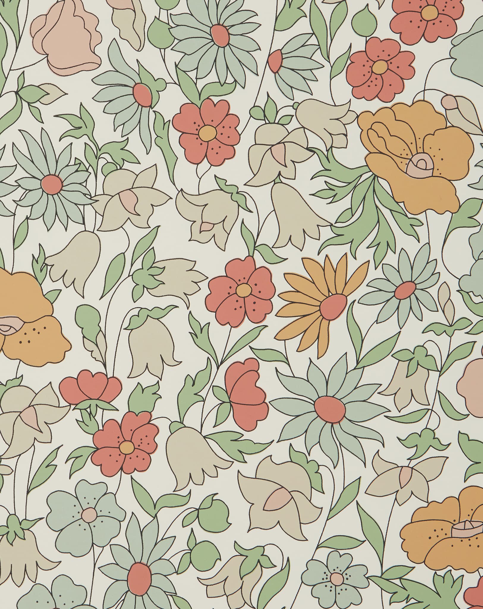 Poppy Meadowfield Wallpaper in Lichen | Liberty Fabrics
