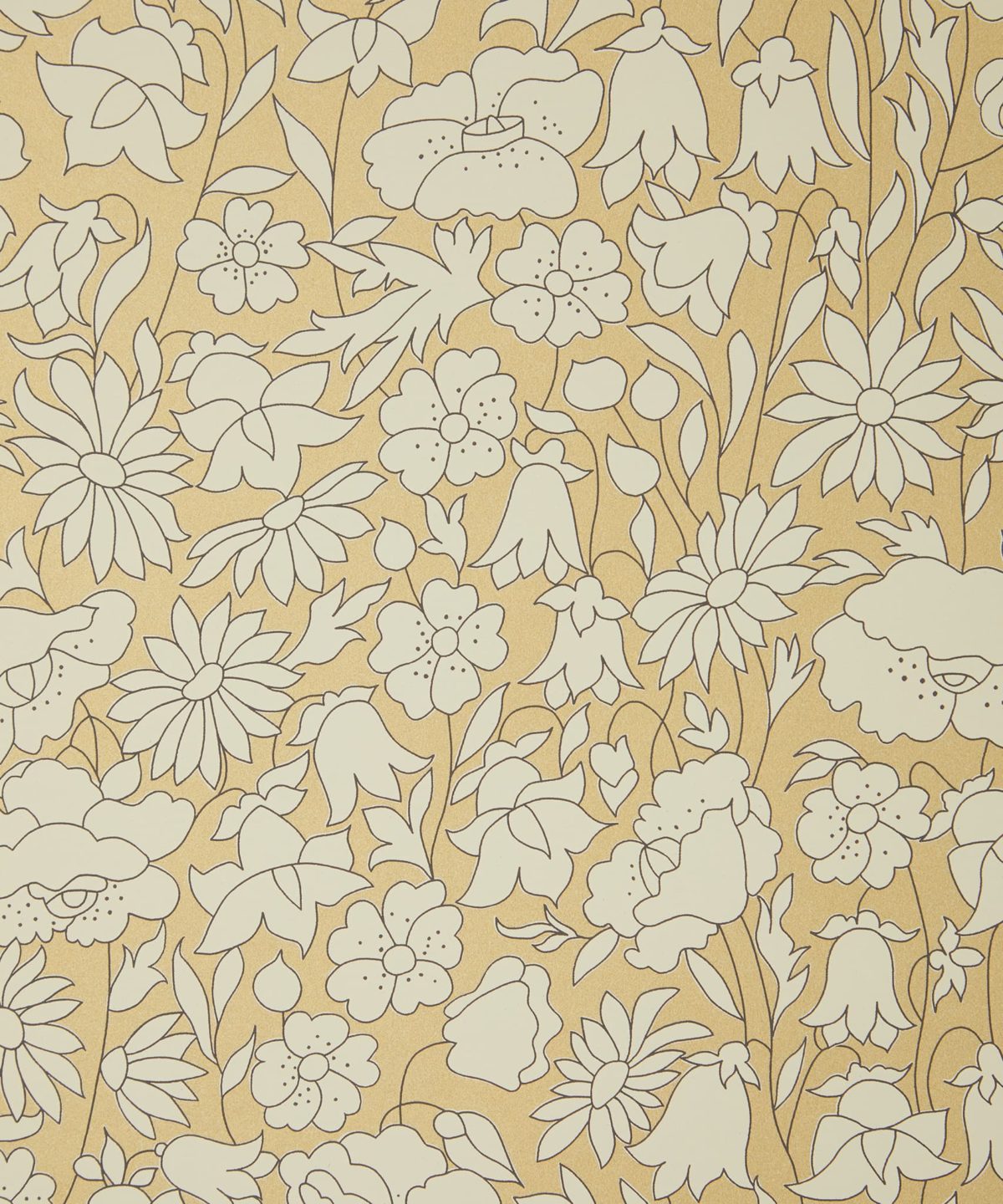 Poppy Meadow Wallpaper in Pewter Gold