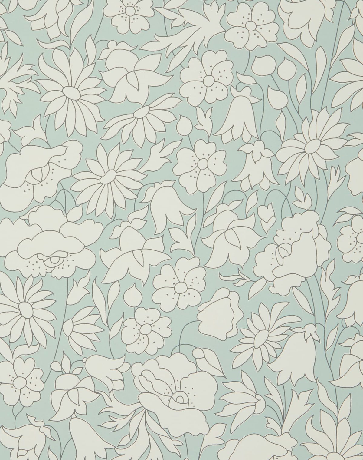 Poppy Meadow Wallpaper in Salvia