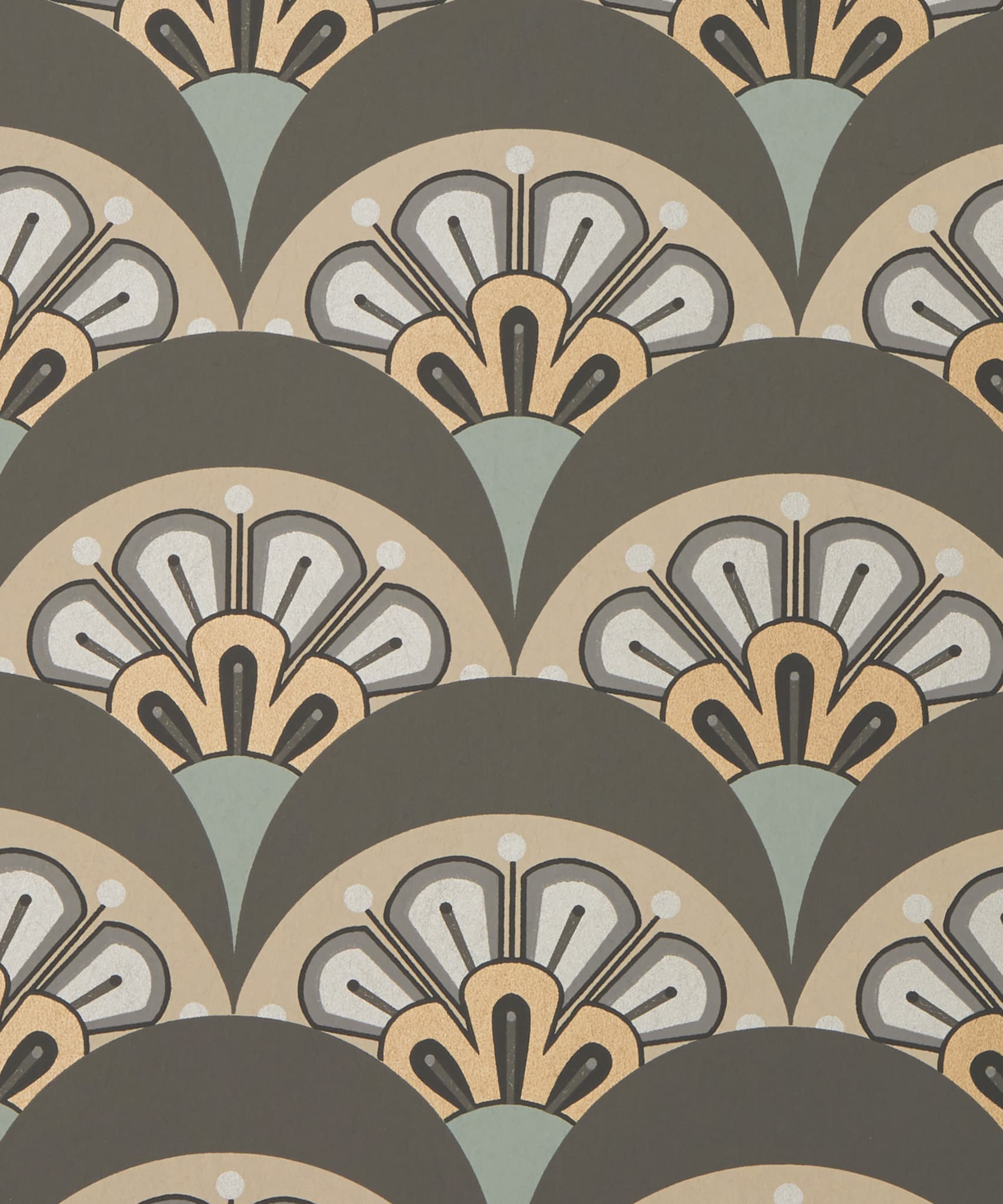 Deco Scallop Wallpaper in Pewter