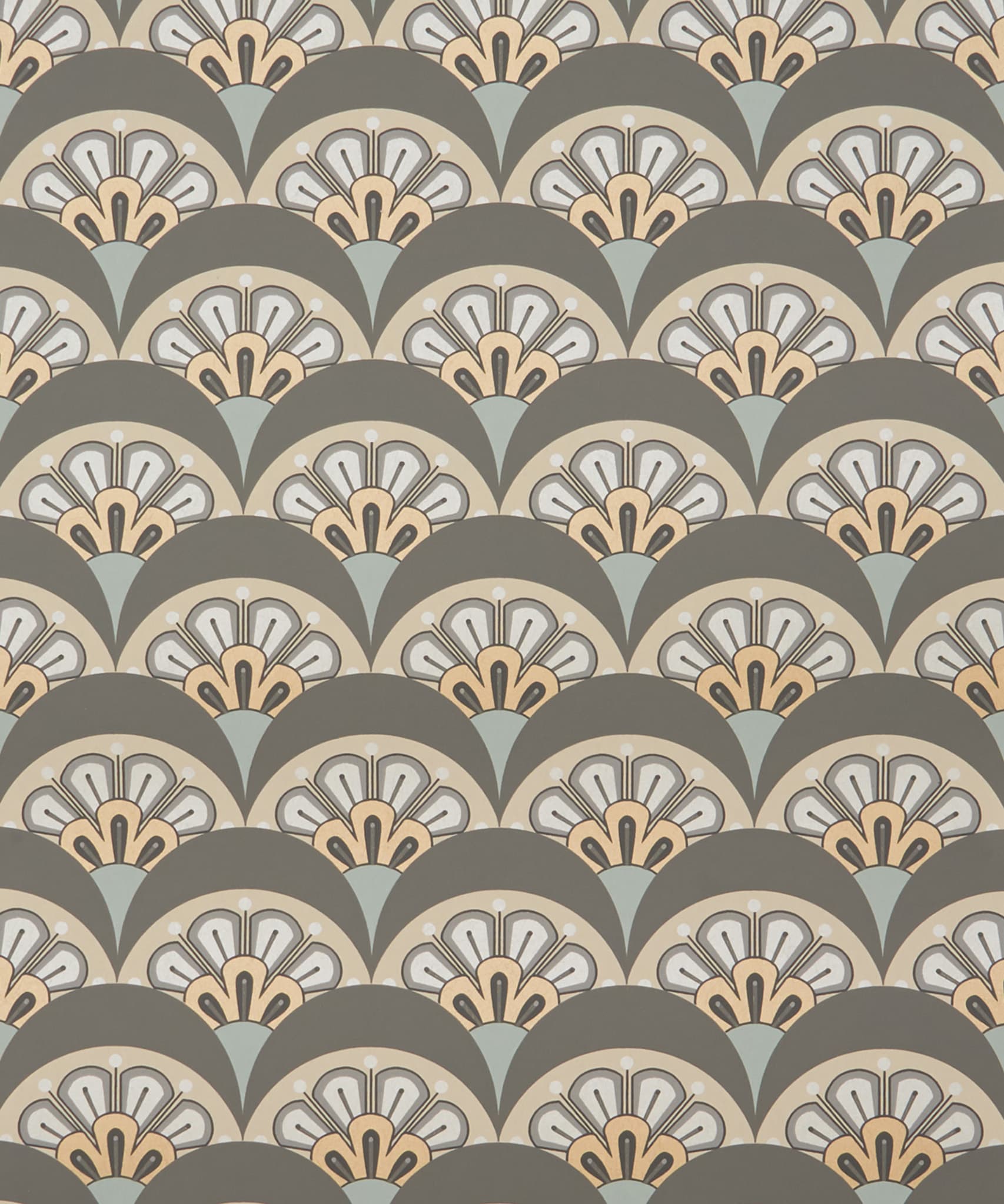 Deco Scallop Wallpaper in Pewter - Image 3