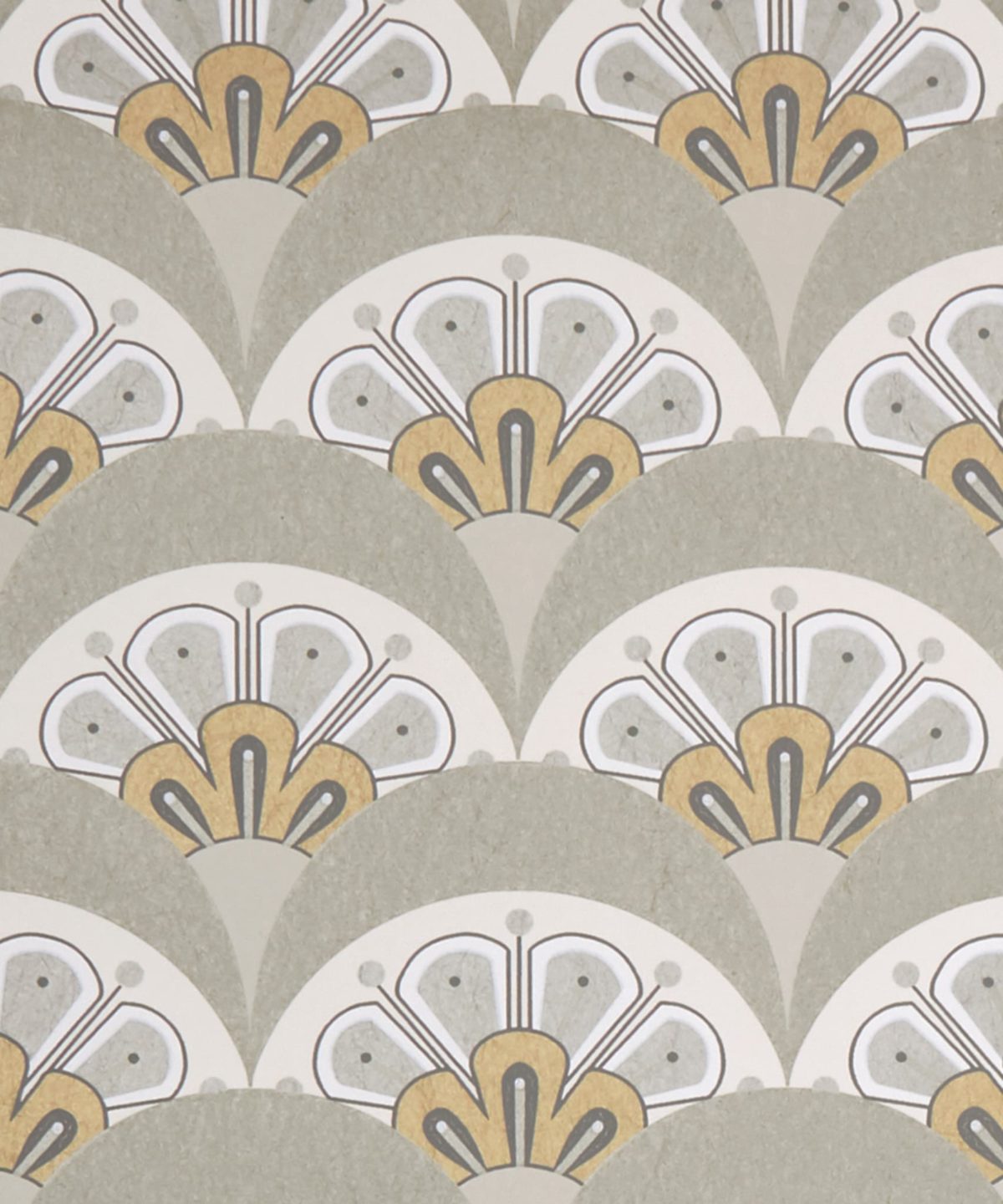 Deco Scallop Wallpaper in Pewter White