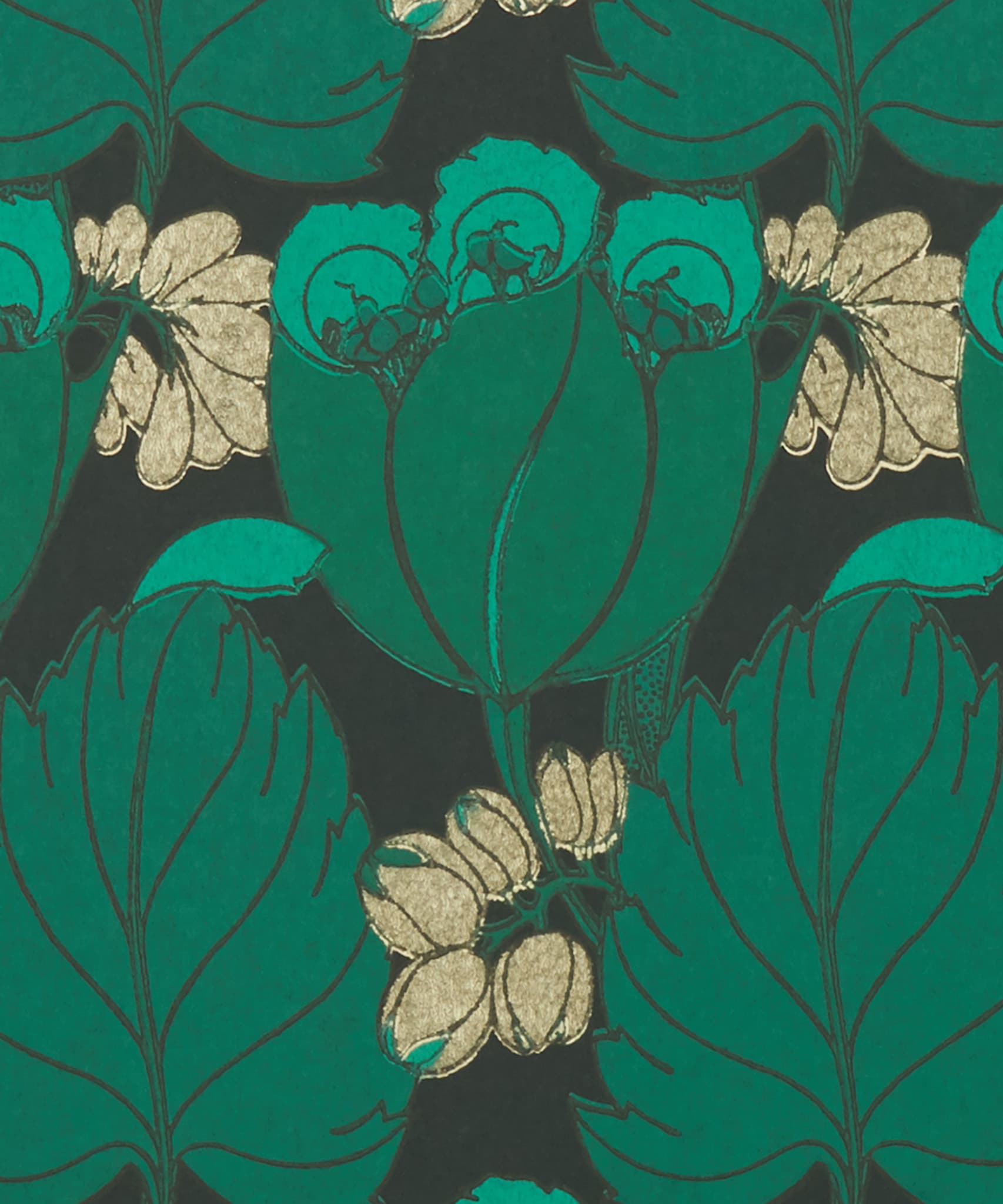 Regency Tulip Wallpaper in Jade | Liberty Fabrics