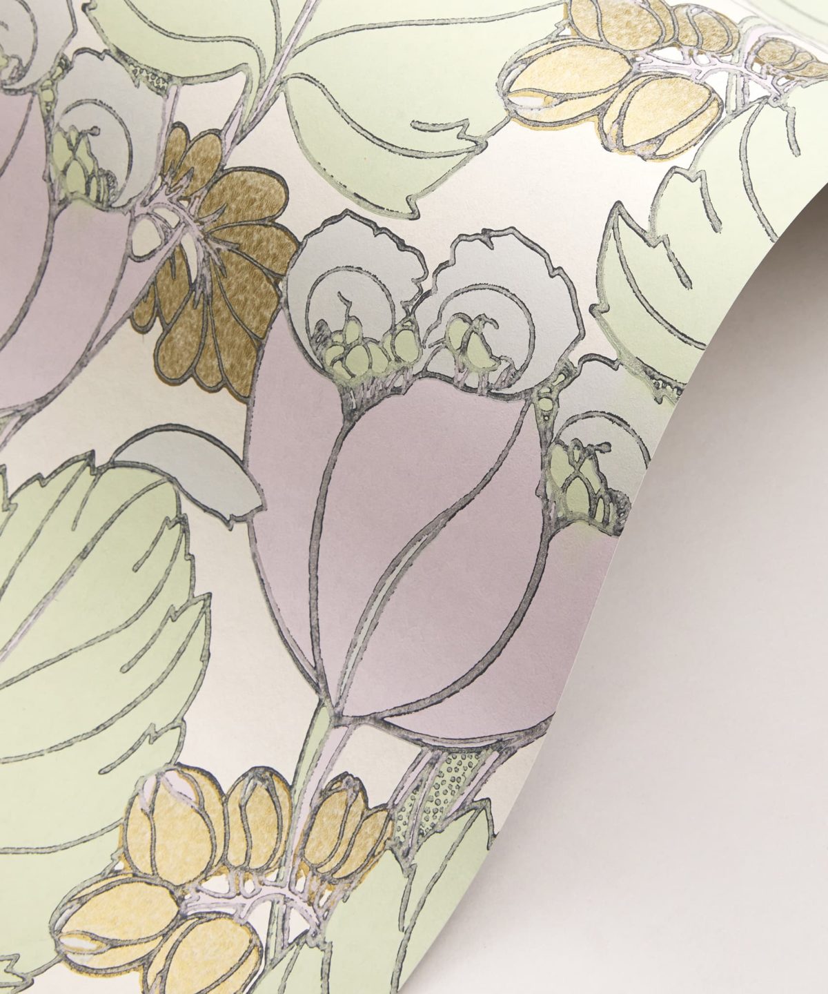 Regency Tulip Wallpaper in Lichen - Image 2