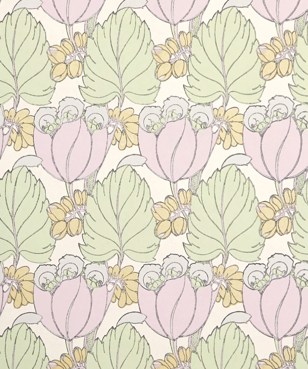 Regency Tulip Wallpaper in Lichen - Image 3