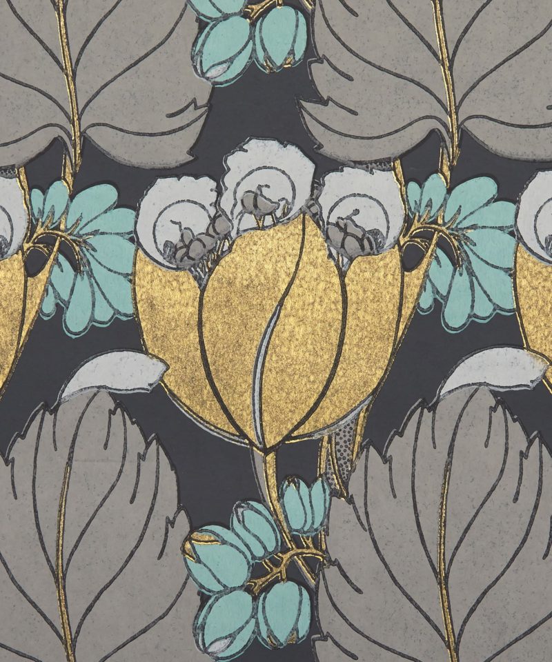 Regency Tulip Wallpaper in Pewter