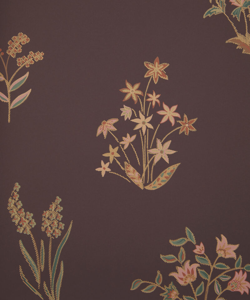 Shepherdly Bouquet Wallpaper in Brinjal