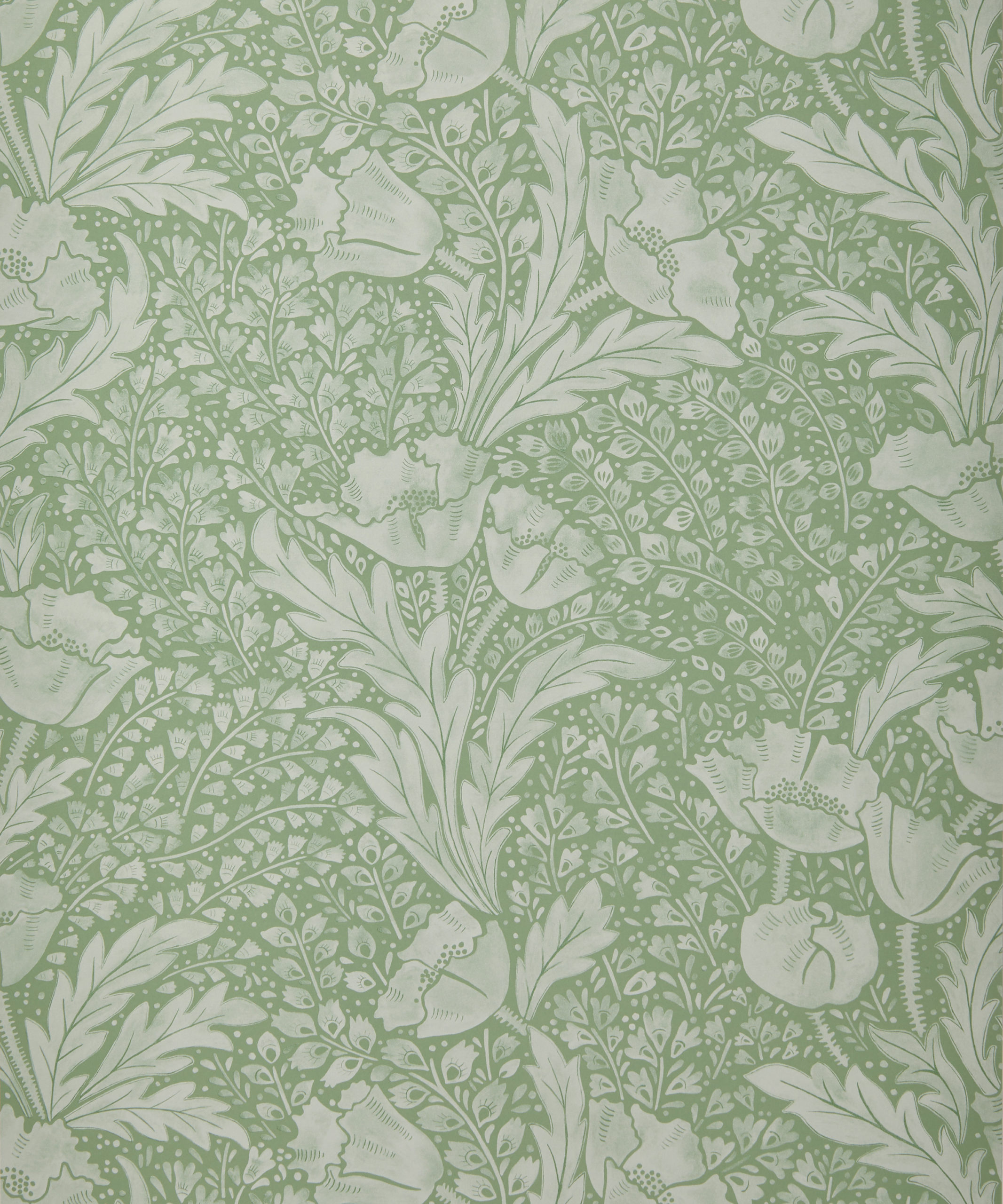 Tudor Poppy Wallpaper in Fern | Liberty Fabrics