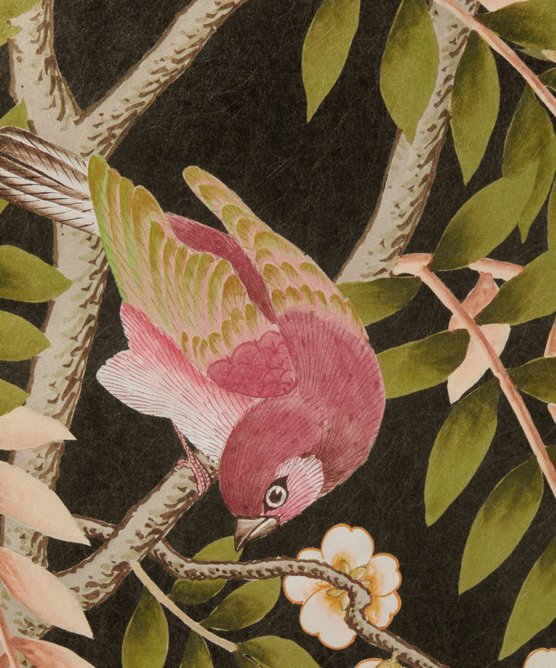 Silk Tree Wallpaper in Red Lac