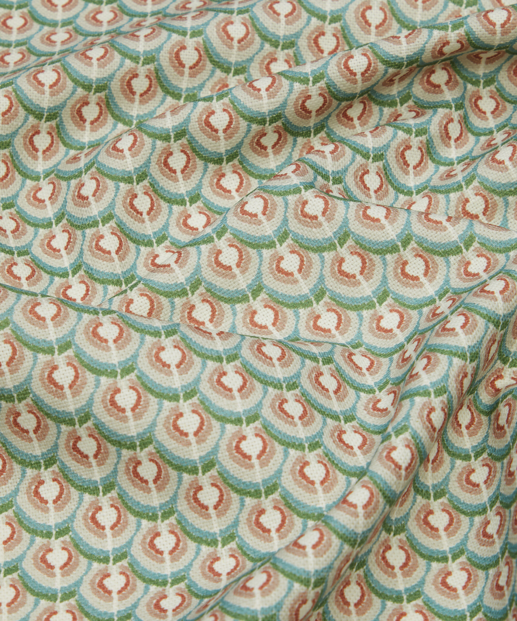 Öffenオッフェンscallop pattern 39 Scallops Green & Pink Fabric