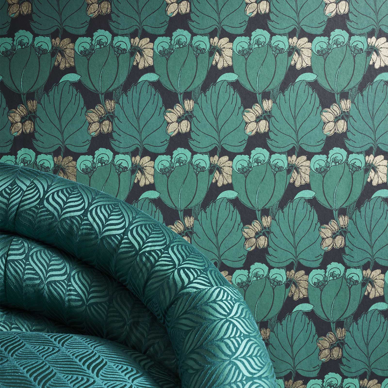 Liberty Interiors Wallpaper - Art Nouveau Jade Lifestyle Images