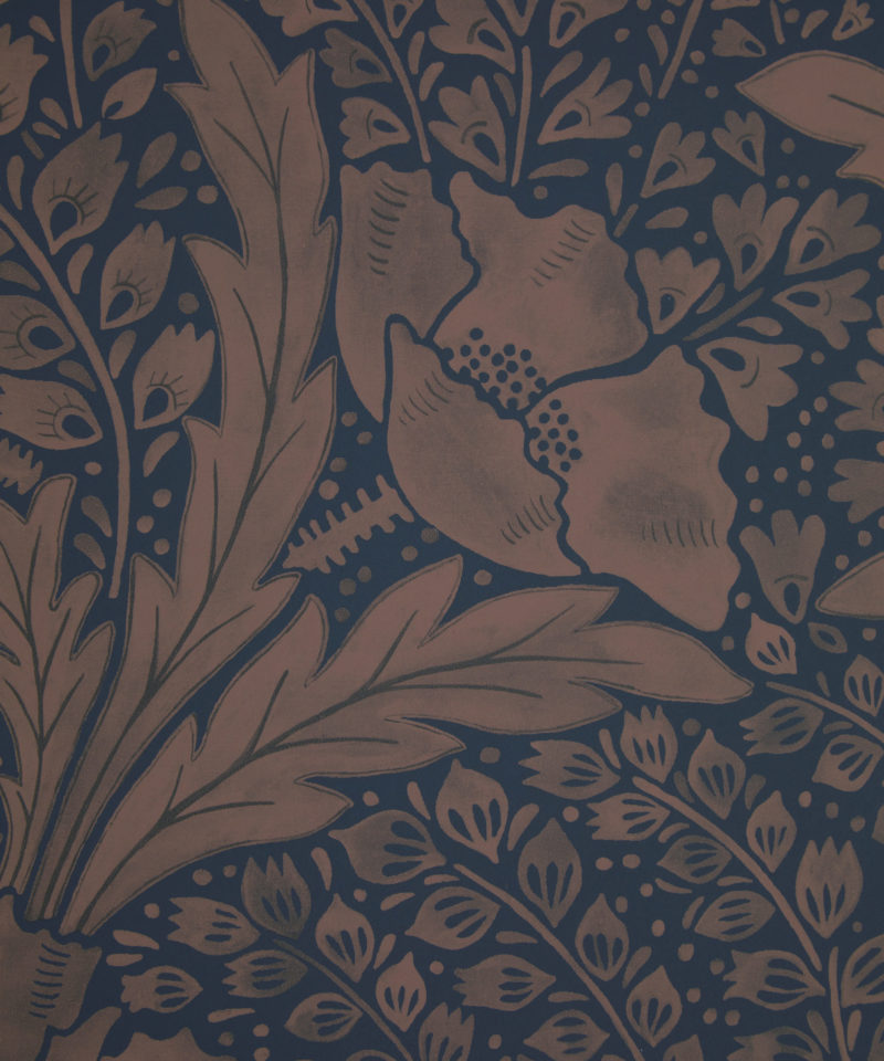 Tudor Poppy Wallpaper in Ink